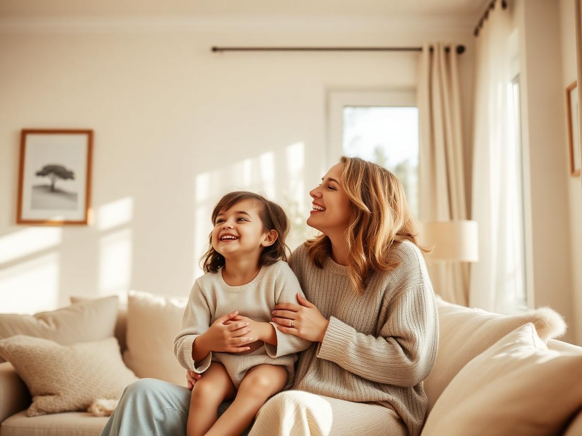 Une famille partage un moment de complicité à la maison