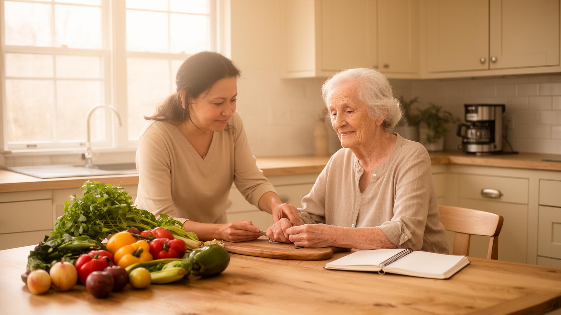 Une aidante partage un moment du quotidien à domicile